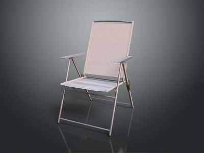 Foldable Modern Armchair With Armrests Sleek Metal Frame And Fabric Seat Backrest 3d model