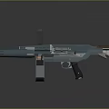 Futuristic Teal Metallic Weapon With Long Barrel Design And Brown Accents