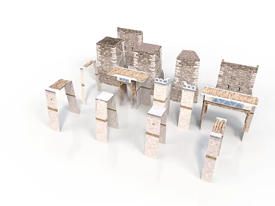 Detailed Ancient Stone Architectural Models Featuring Columns Arches And Platforms 3d model