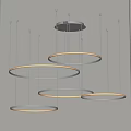 Modern Hanging Chandelier With Multiple Circular LED Rings Sleek Design 3d model