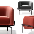 Single Sofa In Various Colors With Modern Design And Metal Frame 3d model