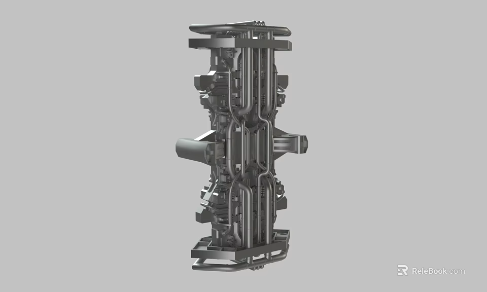 Industrial Mechanical Component With Complex Metal Structure And Detailed Parts Assembly 3d model 