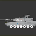 Modern Gray Military Tank With Tracked Chassis Main Gun And Turret Design