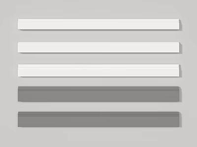 Set of Five Horizontal Lines White and Gray Arranged Neatly on Gray Background 3d model