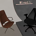 Modern Leather and Mesh Design Office Chairs in Minotli Modern Showroom Space