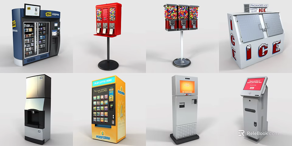 Commercial Equipment Including Vending Machines ATM And Self Service Kiosks For Business Use 3d model 