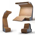Modern Curved Wooden Leisure Chair With Natural Wood Slats And Ergonomic Design