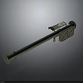 Military Weapon Long Green Cylindrical Launcher With Square Rear Structure And Black Control Components 3d model