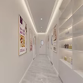 Beauty and Hair Salon Elegant Interior with Colorful Chairs Wall Product Shelves Hanging Lights Mirrors