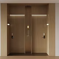 Double Wooden Swing Doors With Modern Frames And Interior Lighting Design 3d model