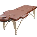 Sturdy Brown Leather Massage Table With Foldable Metal Frame Headrest And Armrests 3d model