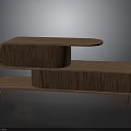 Modern Wooden Coffee Table With Curved Multi Tiered Design And Sleek Surface