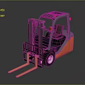 Orange And Gray Industrial Forklift With Front Forks Driver Cab And Wheels
