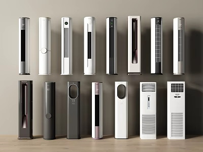 Modern Air Conditioner Fans with Various Styles and Multiple Colors Displayed Together 3d model