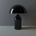 White Modern Table Lamp With Dome Shaped Shade And Cylindrical Base On Grey Background