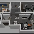 Birds Eye View of Modern House Layout with Living Room Kitchen Bedroom and Bathroom