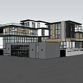 Modern Two Story Detached Villa Design With Open Courtyard Garage Large Windows And Green Roof