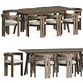 Modern Wooden Dining Table Set With Six Upholstered Chairs And Sturdy Frame
