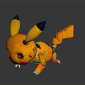 Mechanical Style Yellow Creature Character With Black Tipped Ears Blue Eyes And Square Tail