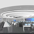Modern Control Room Interior Design With Multiple Monitors Control Consoles And Office Chairs 3d model