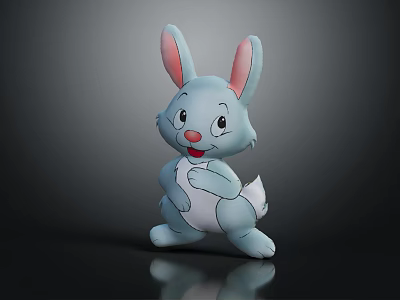 Modern Kids Room Furniture With Cute Blue Rabbit Stuffed Toy Decor 3d model