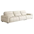 White Leather Three Seater Sofa With Modern Design And Plush Cushions