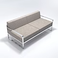 Modern Light Gray Fabric Upholstered Two Seater Sofa With Sleek Metal Frame 3d model