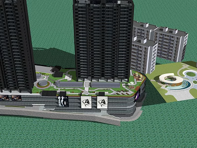 Residential Complex Urban Design With Tall Buildings Low Rise Structures And Green Spaces 3d model