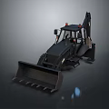 Black Utility Vehicle with Front Loader Bucket Excavator Arm and Cab