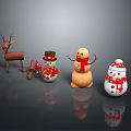 Festive Christmas Decorations Featuring Reindeer And Snowmen With Scarves And Hats