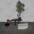 Modern Ornaments Combination Indoor Most View Device Flower Several Potted Cutting Book Vase Floral Flower Set Table End View Table 3d model