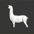 Low Poly 3D Character Model White Llama With Brown Accent Standing On Dark Reflective Background 3d model