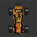 Orange And Blue Toy Car With Large Tires And Metallic Sporty Design