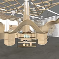 Modern Handicraft Workshop Log Shaped Cafe Handicraft Workshop Shop Curved Surface Shaped Shape Operating Table Curved Handicraft Workshop Indoor 3d model