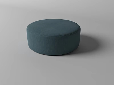 Modern Round Teal Upholstered Ottoman for Living Room Decor 3d model