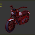 Classic Red White Blue Motorcycle With Round Headlight Black Seat And Blue Wheels