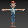 Man in Red Hat Blue Overalls and Orange Boots with Arms Outstretched