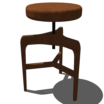 Stylish Wooden Bar Stool With Modern Design And Unique Frame Structure 3d model
