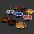 Various Woven Household Baskets With Handles In Different Colors And Styles