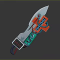 Futuristic Sci Fi Knife With Blue Glowing Blade And Red Decorative Parts