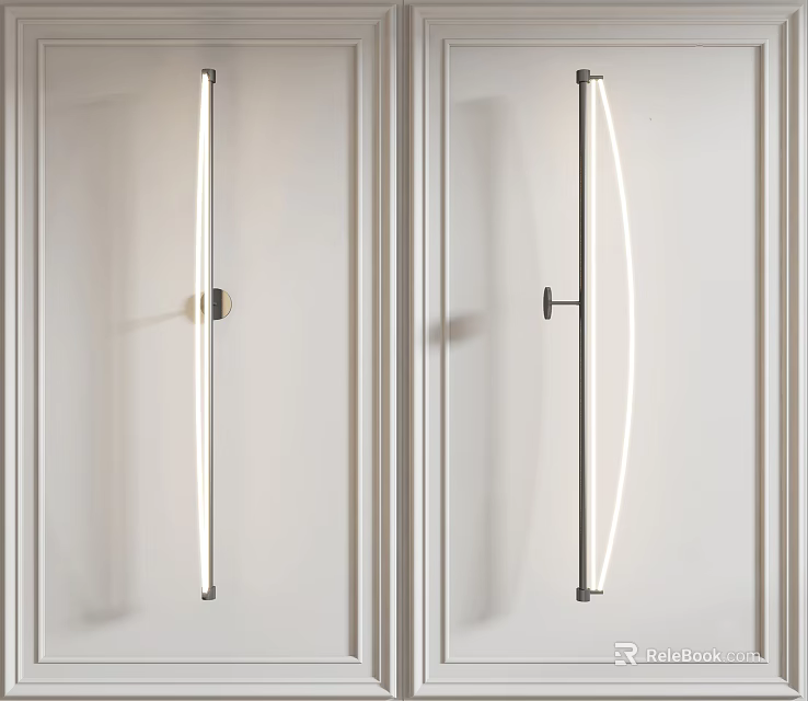 Slim Modern Wall Lamps With Soft Lighting Mounted On White Wall 3d model