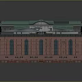 Red Brick Library Building With Green Roof Skylights And Ornate Decorative Elements