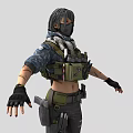 Game and Movie Character Three Angles View With Tactical Helmet Mask Vest and Pistol