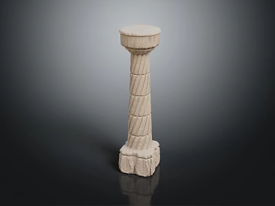 Detailed White Fluted Classical Column With Stone Base And Capital Structure 3d model