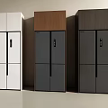 Three Modern Refrigerators in White Brown and Dark Gray Color Styles