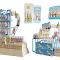 Bottled Beverage Promotional Display Racks with Creative Shelf Designs and Colorful Bottles