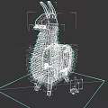 Purple Pixel Art Llama Model With Blue Black Stripes And Small Grass Stone