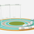 Sales Office Children's Play Area With Swings Circular Colorful Track And Curved Seats
