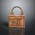 Vintage Rusty Iron Lock Daily Life Essential With Curved Handle Rivets And Keyholes