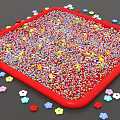 Activity Play Area With Colorful Balls Red Border And Flower Decorations